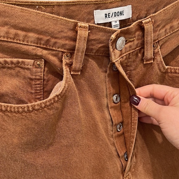 Re/Done Ultra High Rise StovePipe Straight Leg Jeans Denim Brown Tan size 29 - Picture 4 of 9